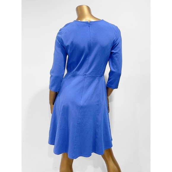 Eliza J Women's Blue Stretch 3/4 Sleeve Seamed Fit & Flare Dress Size 8 - Picture 4 of 5